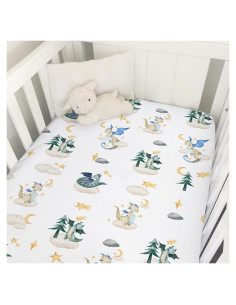 Sábana de Cuna Ajustable Hwmmbh Dragones 132x71cm Suave