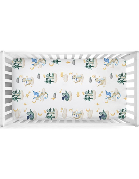 Sábana de Cuna Ajustable Hwmmbh Dragones 132x71cm Suave