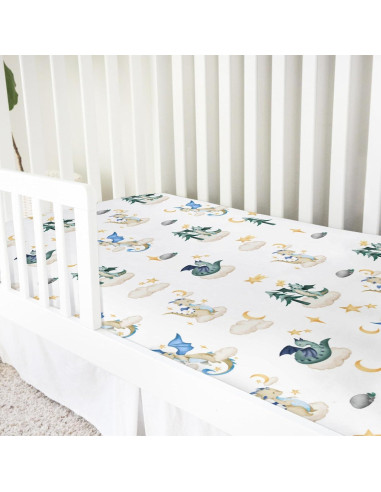 Sábana de Cuna Ajustable Hwmmbh Dragones 132x71cm Suave