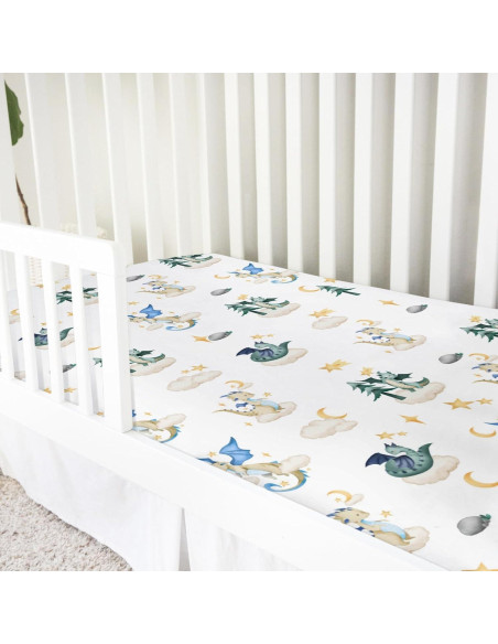 Sábana de Cuna Ajustable Hwmmbh Dragones 132x71cm Suave