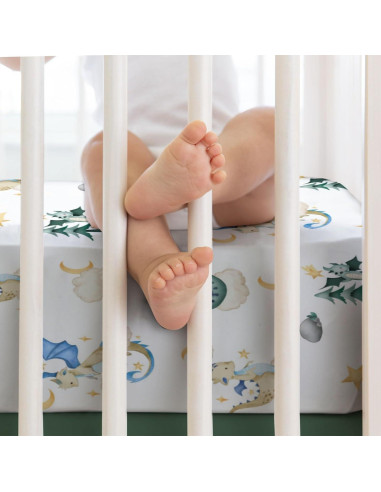 Sábana de Cuna Ajustable Hwmmbh Dragones 132x71cm Suave