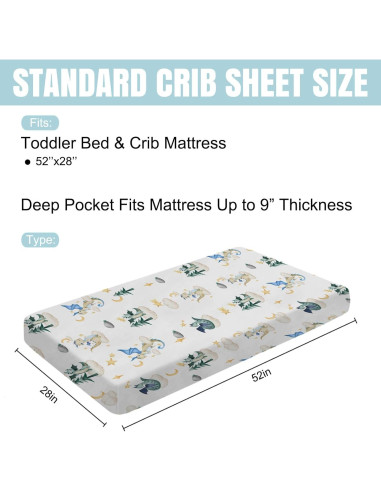 Sábana de Cuna Ajustable Hwmmbh Dragones 132x71cm Suave