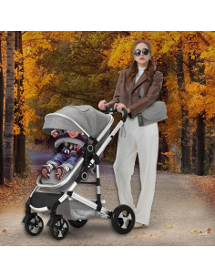 Cochecito Kinder King 2 en 1 Plegable Reversible Gris Claro 2