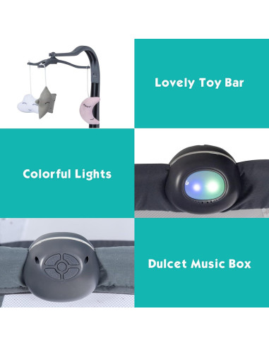 Cuna Lateral Ajustable BABY JOY con Colchón y Soporte para Juguetes