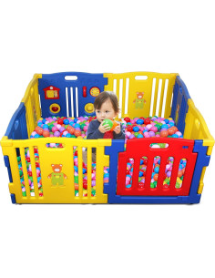 Parque de Juegos para Bebés Kidzone 8 Paneles Azul Seguro 2