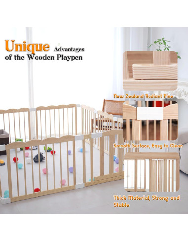 Parque Infantil de Madera KOCINI 119.4x157.5x61 cm Ajustable