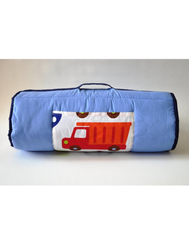 Colchoneta de Siesta Bacati Transporte Azul 100% Algodón 127x51 cm