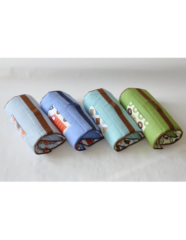 Colchoneta de Siesta Bacati Transporte Azul 100% Algodón 127x51 cm