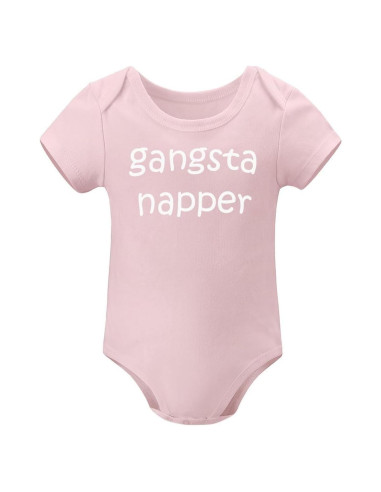 Body de Bebé Unisex Gangsta Napper - 100% Algodón - Rosa Claro