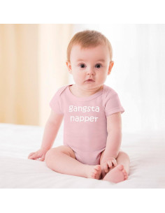 Body de Bebé Unisex Gangsta Napper - 100% Algodón - Rosa Claro 2