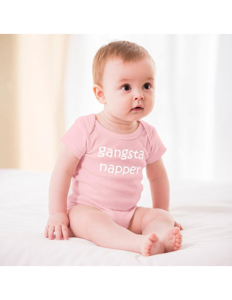 Body de Bebé Unisex Gangsta Napper - 100% Algodón - Rosa Claro