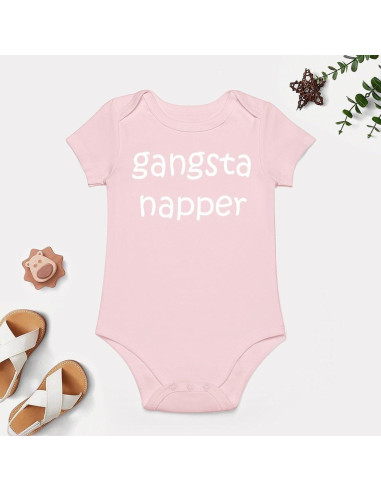 Body de Bebé Unisex Gangsta Napper - 100% Algodón - Rosa Claro