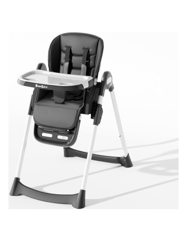 Silla Alta Plegable para Bebés y Niños con Bandeja Ajustable Negra