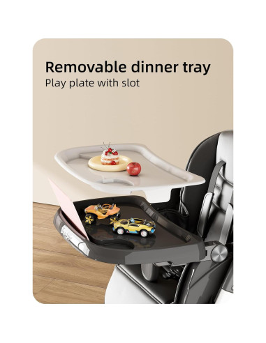 Silla Alta Plegable para Bebés y Niños con Bandeja Ajustable Negra