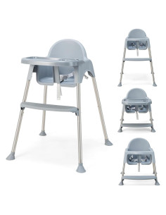 Silla Alta HONEY JOY 4 en 1 para Bebés y Niños - Gris