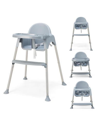 Silla Alta HONEY JOY 4 en 1 para Bebés y Niños - Gris