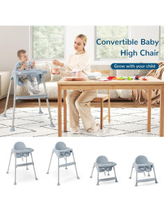 Silla Alta HONEY JOY 4 en 1 para Bebés y Niños - Gris 2