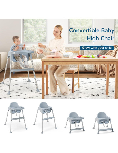 Silla Alta HONEY JOY 4 en 1 para Bebés y Niños - Gris