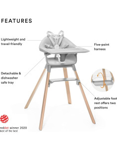 Silla Alta Stokke Clikk Gris Nube con Bandeja y Arnés 2