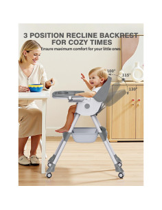 Silla Alta Convertible 4 en 1 Bonbay Gris para Bebés 2