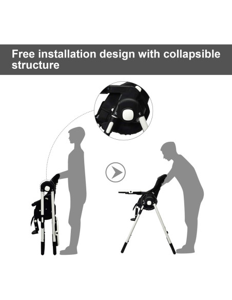 Silla Alta INFANS Plegable para Bebés y Niños - Ajustable, Negro