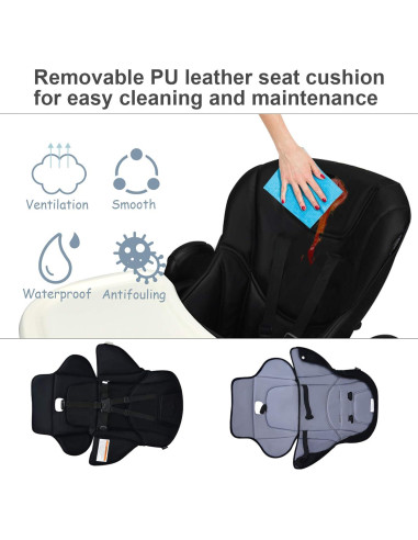 Silla Alta INFANS Plegable para Bebés y Niños - Ajustable, Negro