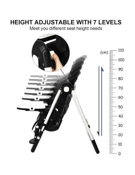 Silla Alta INFANS Plegable para Bebés y Niños - Ajustable, Negro