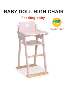 Silla Alta de Muñeca Mentari - Madera, 29x47.4 cm, Rosa 2