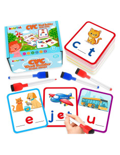 Tarjetas Educativas KMUYSL para Niños 3-6 Años - CVC y Fonética