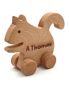 Juguete de empuje de ardilla de madera personalizada - Waldorf