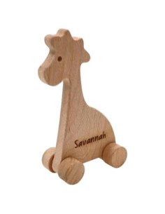 Juguete de empuje de jirafa de madera personalizada - Waldorf