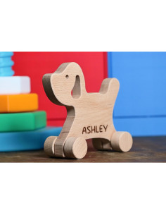 Juguete de empuje de jirafa de madera personalizada - Waldorf 2