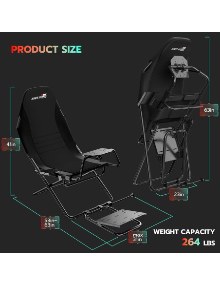 Cockpit de Simulación de Carreras ARES WING Plegable 10.1 kg
