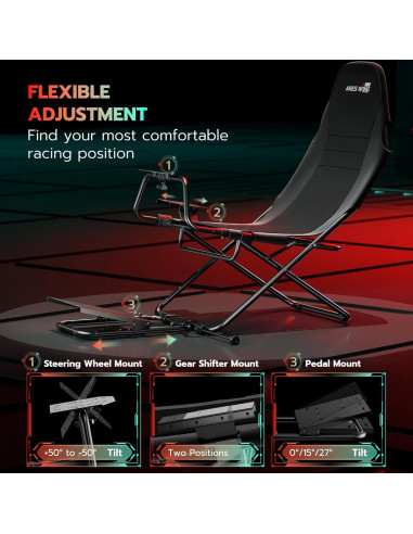 Cockpit de Simulación de Carreras ARES WING Plegable 10.1 kg
