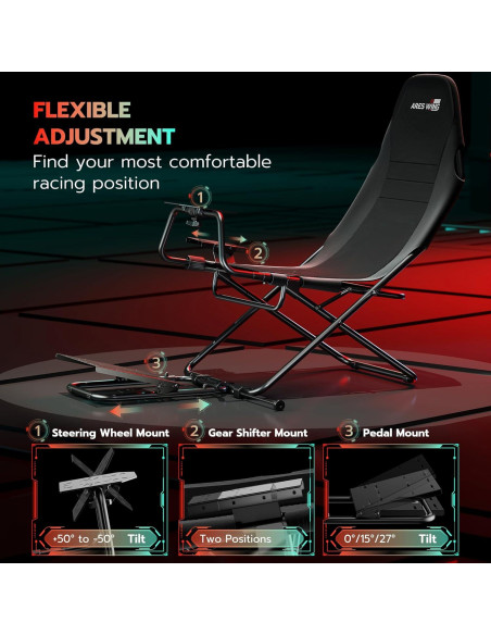 Cockpit de Simulación de Carreras ARES WING Plegable 10.1 kg