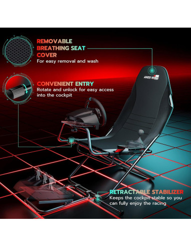 Cockpit de Simulación de Carreras ARES WING Plegable 10.1 kg