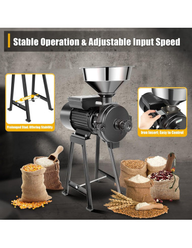 Molino de Granos Eléctrico FALUSHAN 1500W 70kg/h Negro