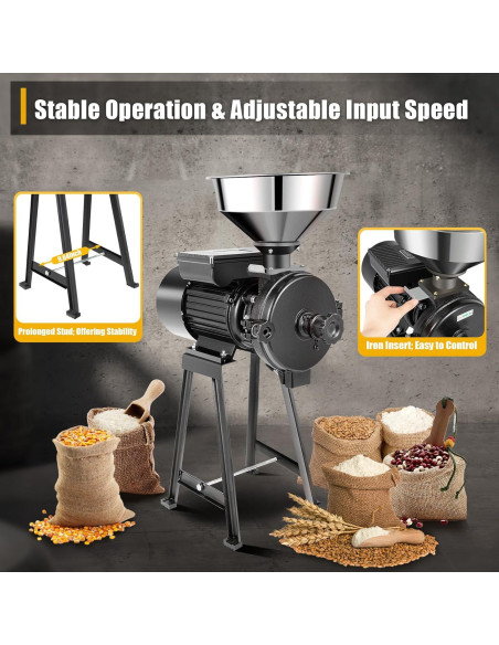 Molino de Granos Eléctrico FALUSHAN 1500W 70kg/h Negro