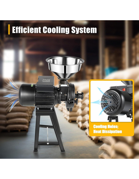 Molino de Granos Eléctrico FALUSHAN 1500W 70kg/h Negro