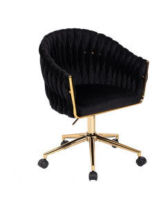 Silla de Oficina Comermax de Terciopelo Negro Ajustable 360