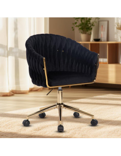 Silla de Oficina Comermax de Terciopelo Negro Ajustable 360 2