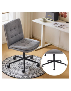 Silla de Oficina VINGLI Sin Brazos Altura Ajustable Lino Gris