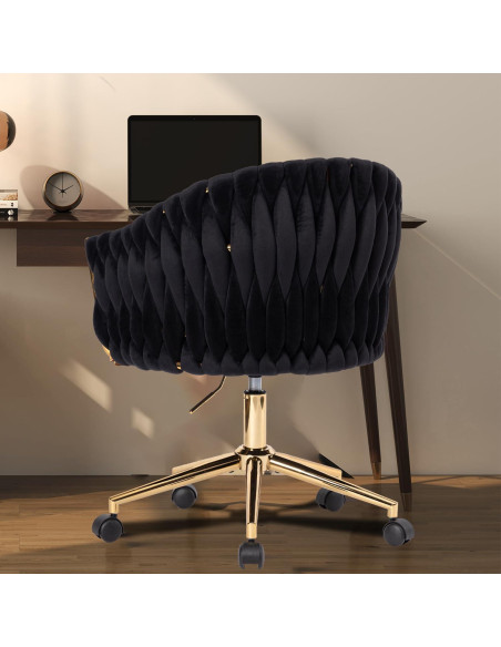 Silla de Oficina Comermax de Terciopelo Negro Ajustable 360