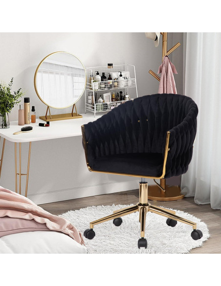 Silla de Oficina Comermax de Terciopelo Negro Ajustable 360