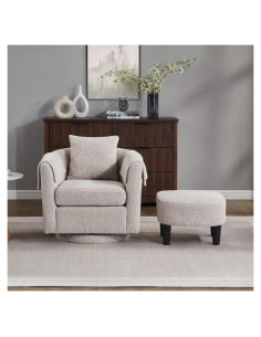 Silla de Acento Giratoria FLEXISPOT con Otomana Chenilla Gris