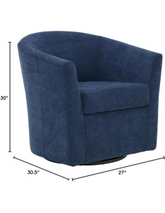 Silla de Club Giratoria Pemberly Row 19 H en Tela Índigo 2