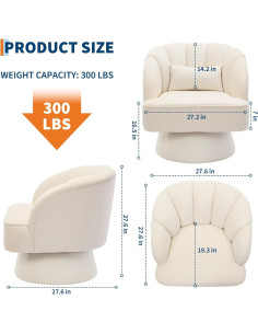Silla de Acento Giratoria GarveeHome Beige Terciopelo 70 cm 2