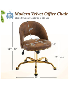 Silla de Oficina VINGLI Moderna de Terciopelo sin Brazos 2