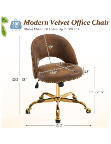 Silla de Oficina VINGLI Moderna de Terciopelo sin Brazos