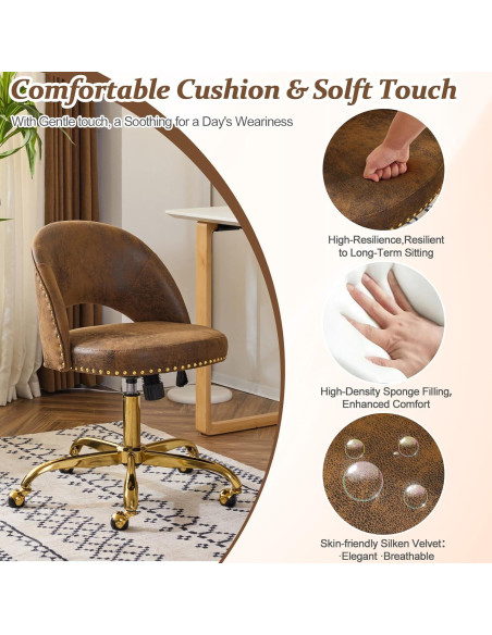 Silla de Oficina VINGLI Moderna de Terciopelo sin Brazos